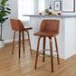LumiSource Toriano Swivel Bar Stool with Camel Faux Leather Upholstery in Walnut and Chrome (Set of 2), , large