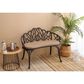 Hearth and Haven Outdoor Tulip Garden Bench with Brown Cushion in Black, , large