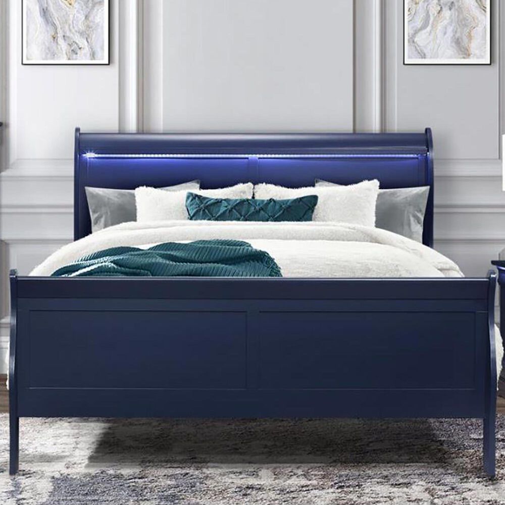 Global Furniture USA Charlie Full Bed in Blue, , large