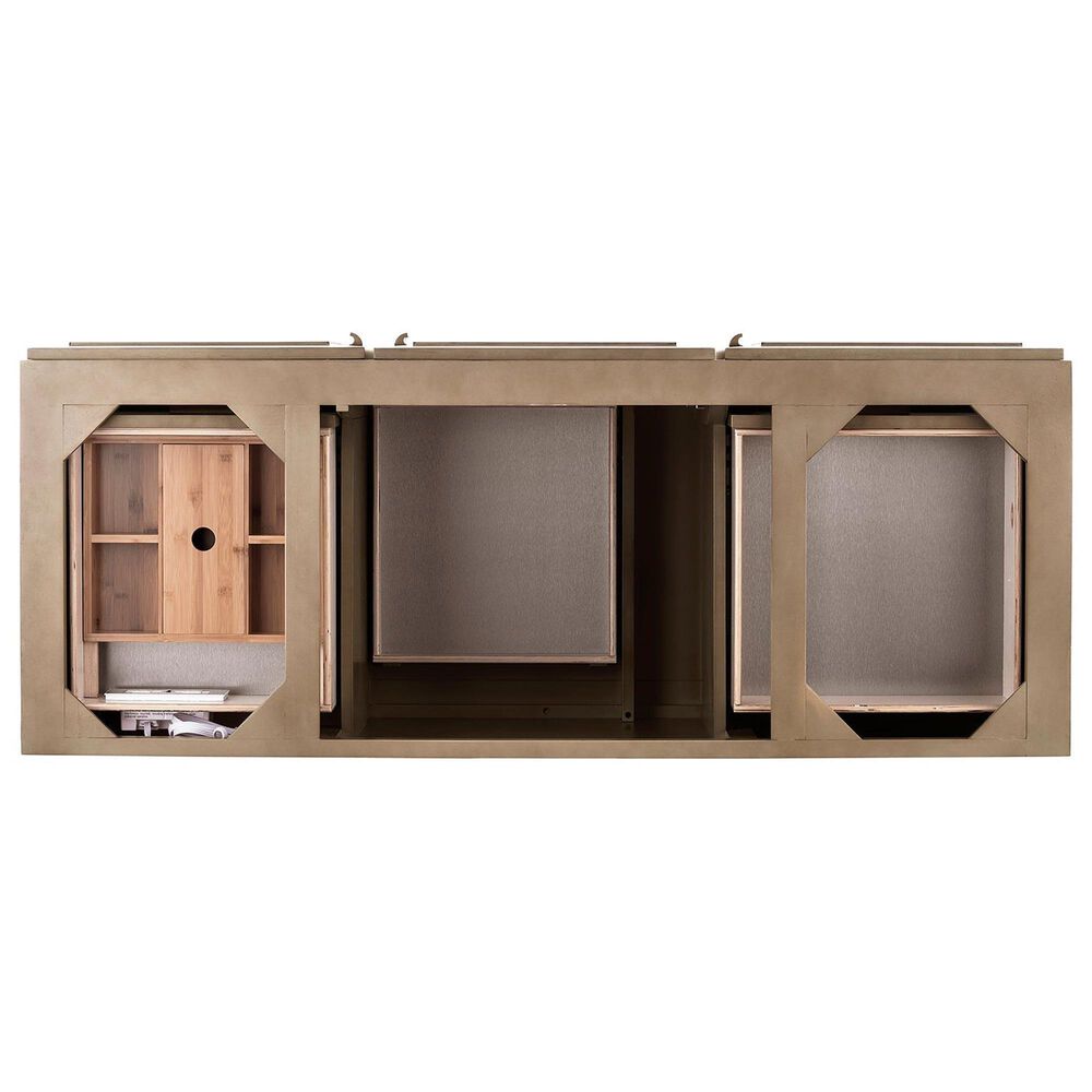 James Martin Vanities Portland 48&quot; Single Bathroom Vanity in Whitewashed Walnut with 3 cm Lime Delight Quartz Top and Rectangular Sink, , large