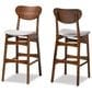 Baxton Studio Katya Bar Stool with Grey Cushion in Walnut Brown (Set of 2), , large