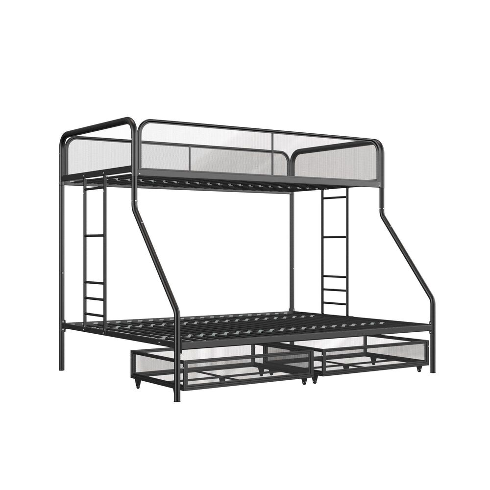 DHP Jaxon Twin over Full Bunk Bed with 2 Storage Drawers in Black, , large