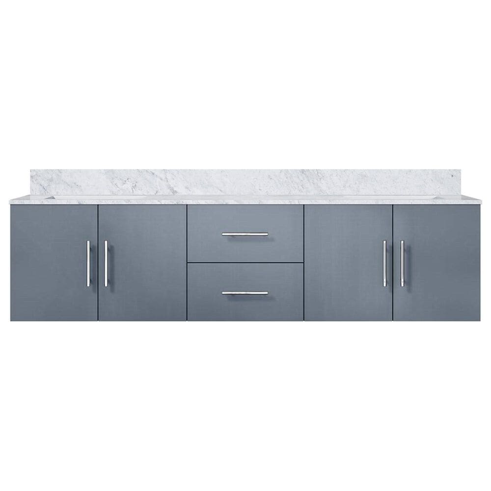 Lexora Home Geneva 72&quot; Double Bathroom Vanity in Dark Grey with 2 cm White Carrara Marble Top and Rectangular Sinks, , large