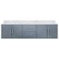 Lexora Home Geneva 72" Double Bathroom Vanity in Dark Grey with 2 cm White Carrara Marble Top and Rectangular Sinks, , large