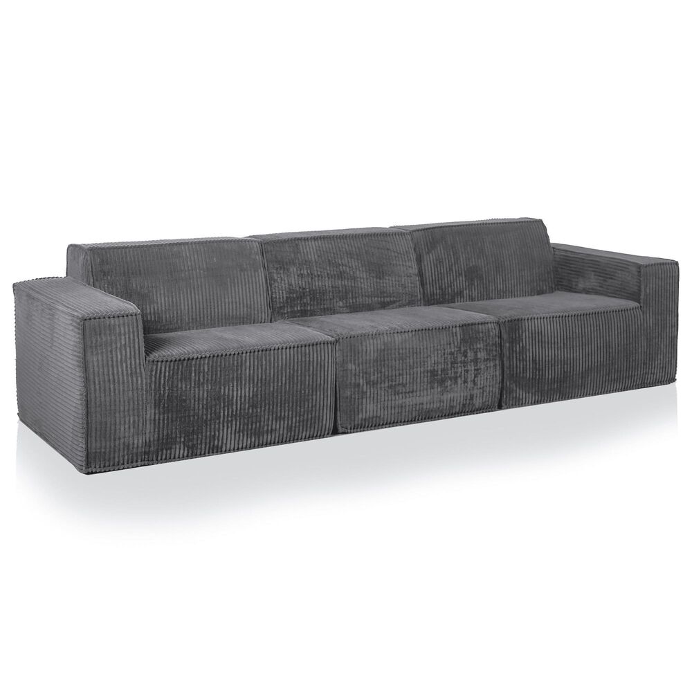 Furniture of America Facil 5-Piece Modular Track Arm Sofa Set in Dark Gray, , large