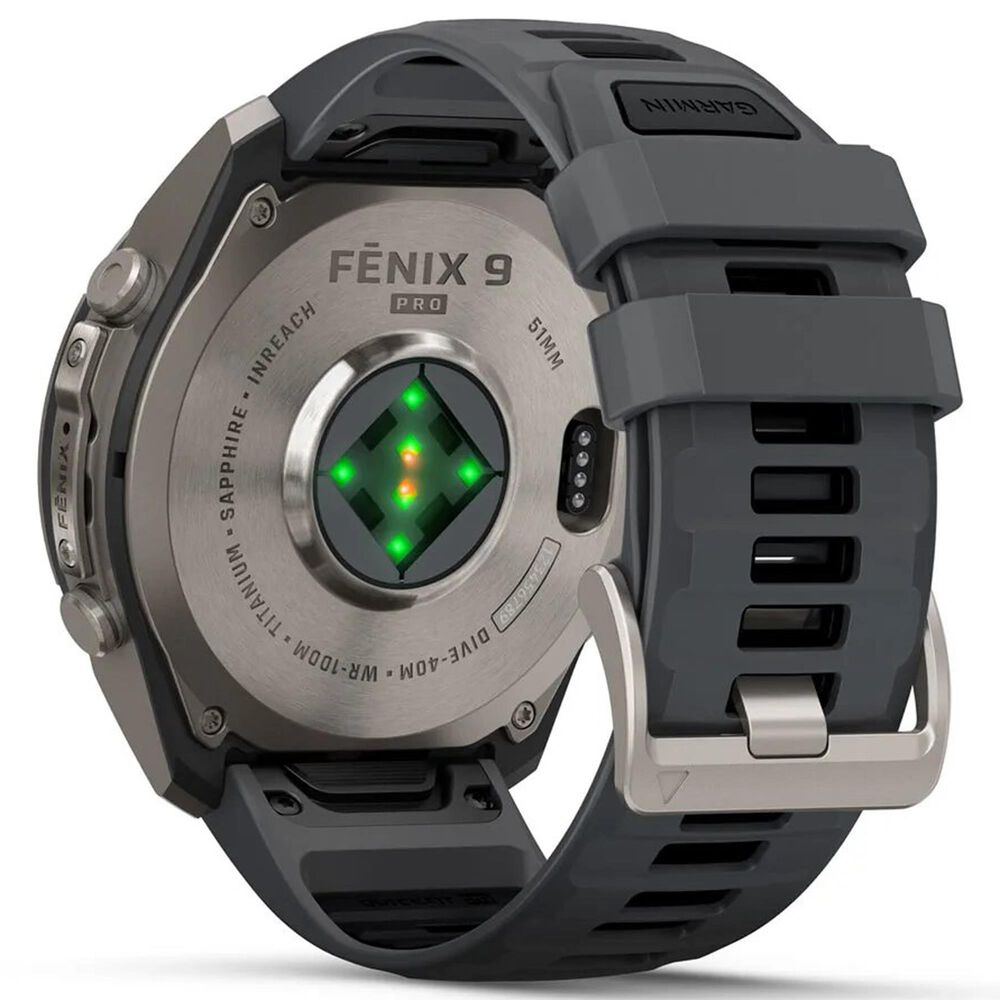Garmin fenix 9 Pro inReach Smartwatch 51mm Titanium with Graphite and Black Silicone Band, , large