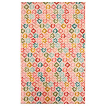 Karastan Prismatic 3"4" x 5" Aqua, Green, Pink and Rose Kids Area Rug, , large