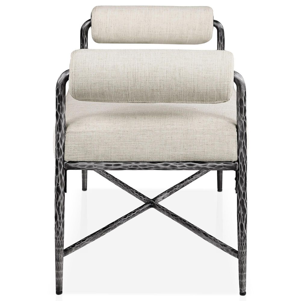 Furniture of America Lalia Hammered Metal Upholstered Bench in Gun Metal, , large