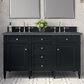 James Martin Vanities Brittany 60" Double Bathroom Vanity in Black Onyx with 3 cm Parisien Bleu Quartz Top and Rectangular Sinks, , large