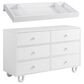 Oxford Baby Meridian 6 Drawer Dresser and Changing Topper in White, , large