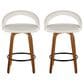 LumiSource Grotto Swivel Counter Stool with White Velvet Upholstery in Walnut Wood and Black (Set of 2), , large