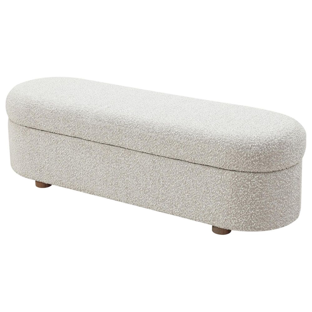 Urban Home Kiki Upholstered Hinged Storage Bench in Cotton Ball, , large