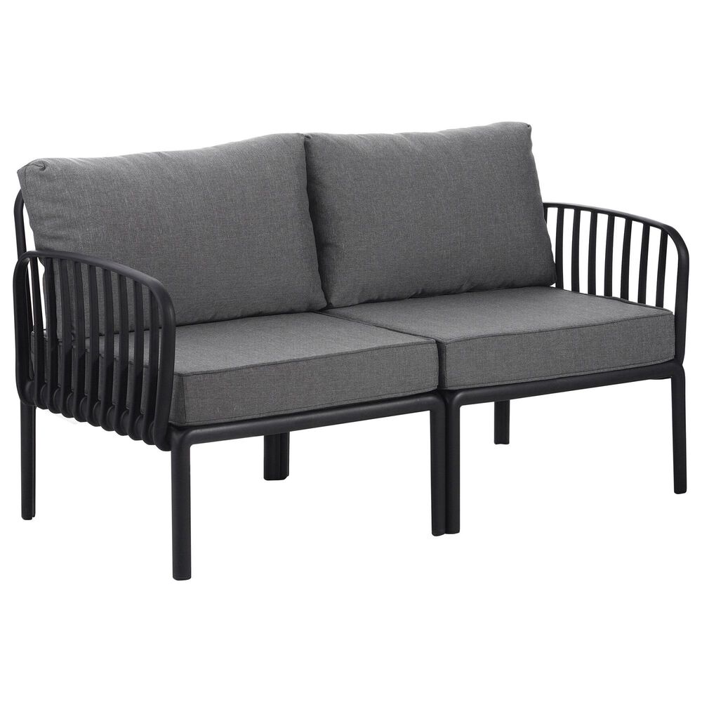 Hearth and Haven 2-Piece Patio Conversation Set with Dark Gray Cushion in Black, , large