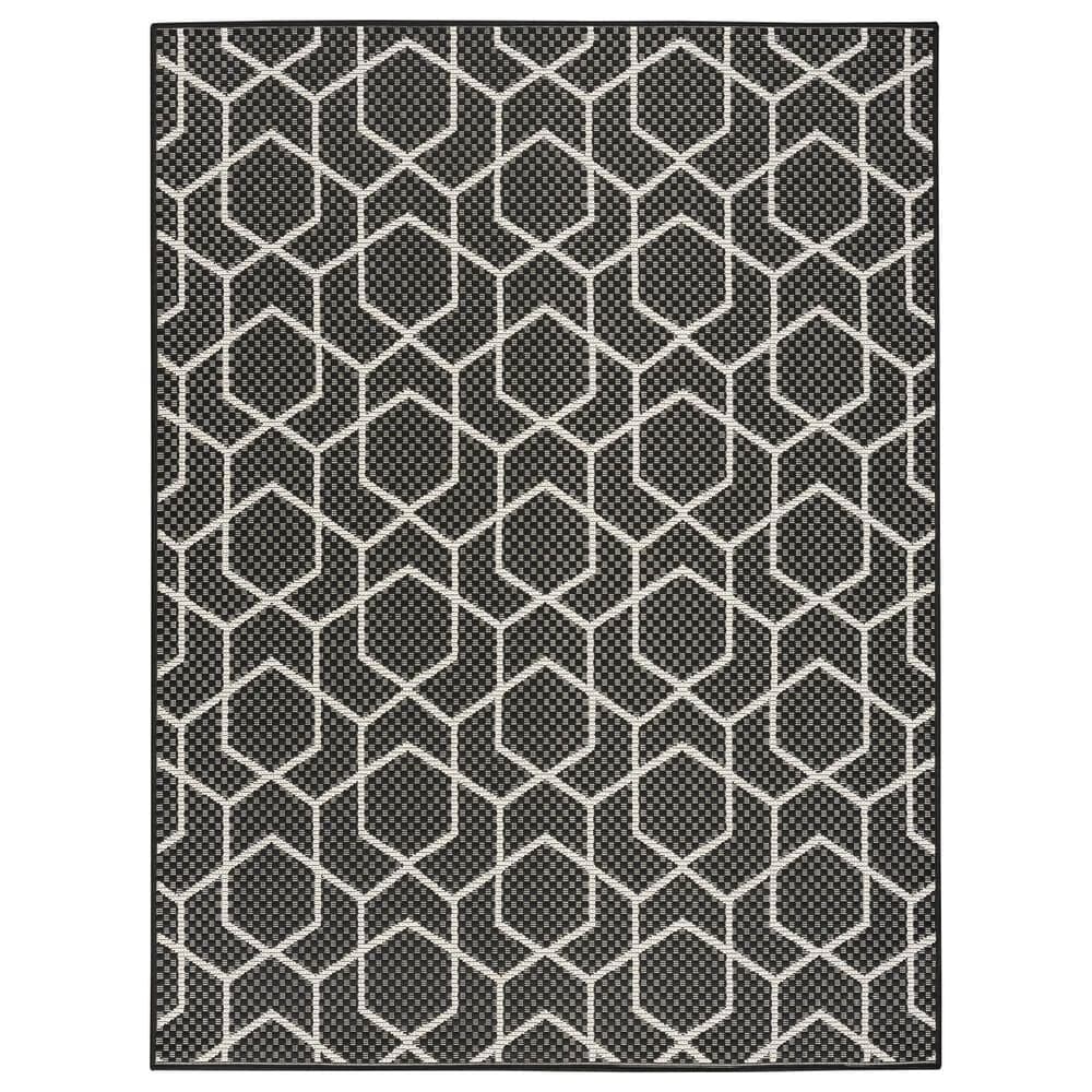 Nourison Horizon HOZ01 Black 4" x 6" Indoor/Outdoor Area Rug, , large