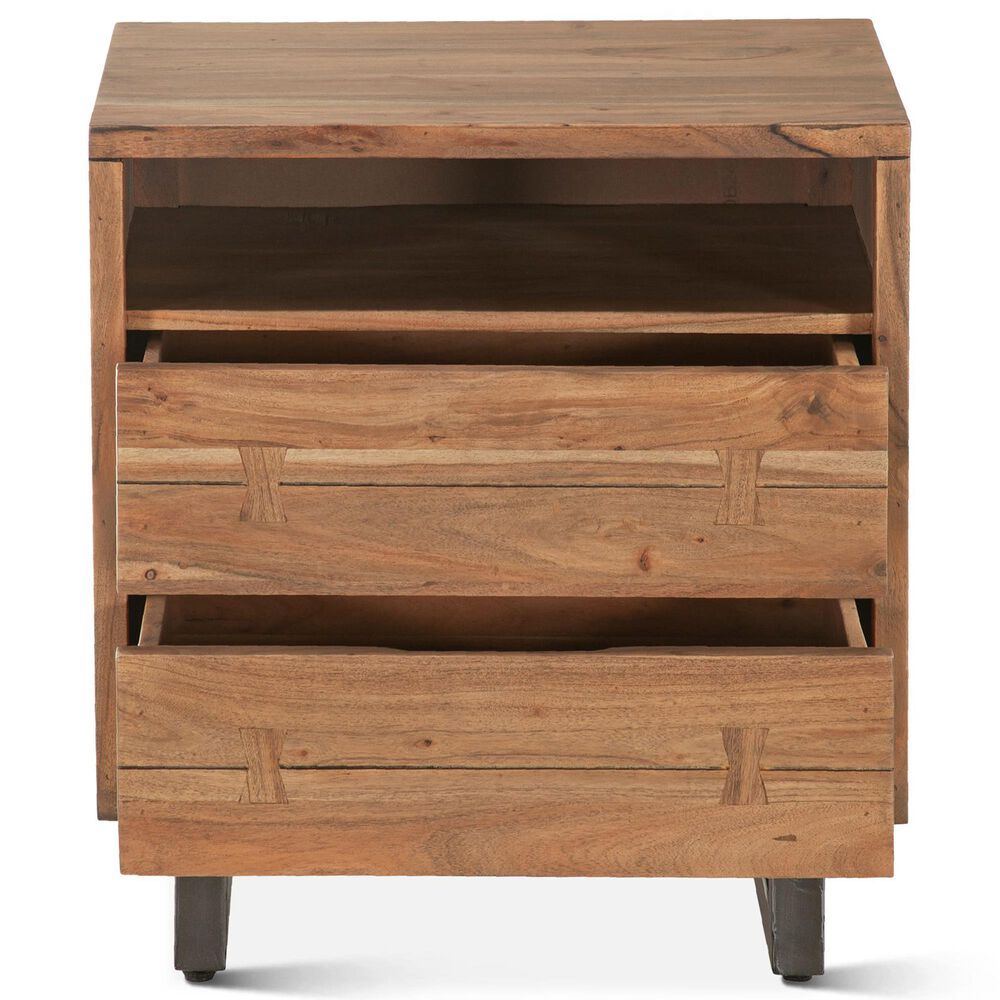 Home Trends &amp; Design Aspen 2-Drawer Nightstand in Smoked Acacia and Antique Zinc, , large