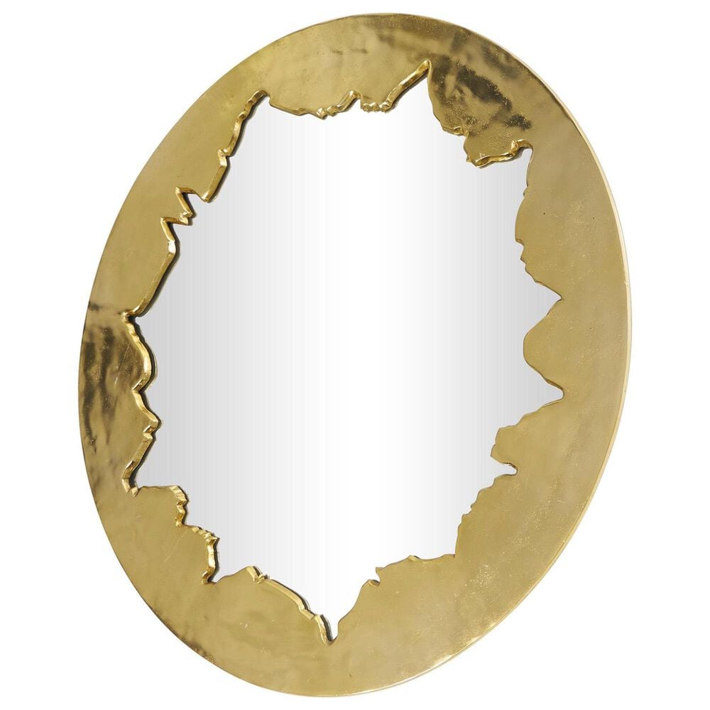 Maple and Jade Handmade Live Edge Abstract Wall Mirror in Dark Gold, , large