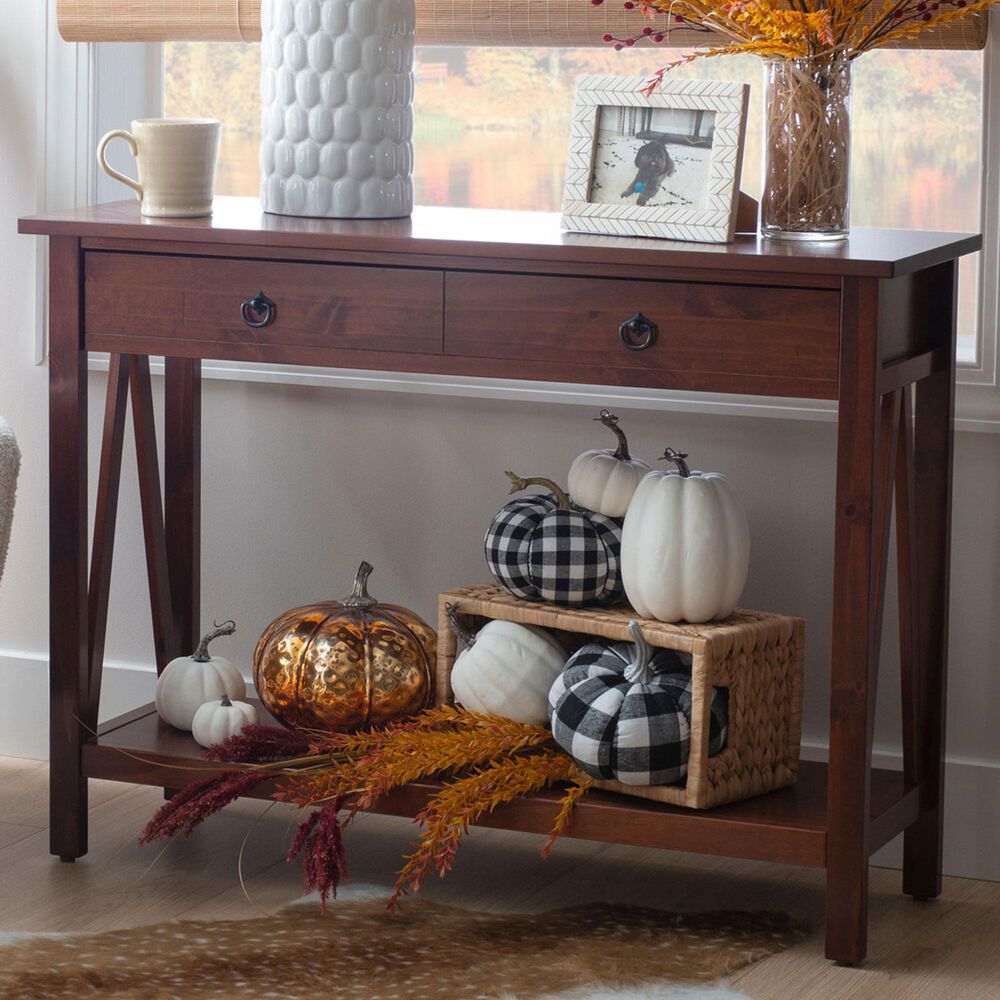 Linon Home Decor Trenton Console Table in Antique Tobacco, , large