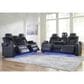 Ashley Fyne-Dyme Power Reclining Sofa with Console and Power Headrest in Sapphire, , large
