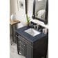 James Martin Vanities Brittany 30" Single Bathroom Vanity in Black Onyx with 3 cm Charcoal Soapstone Quartz Top and Rectangle Sink, , large