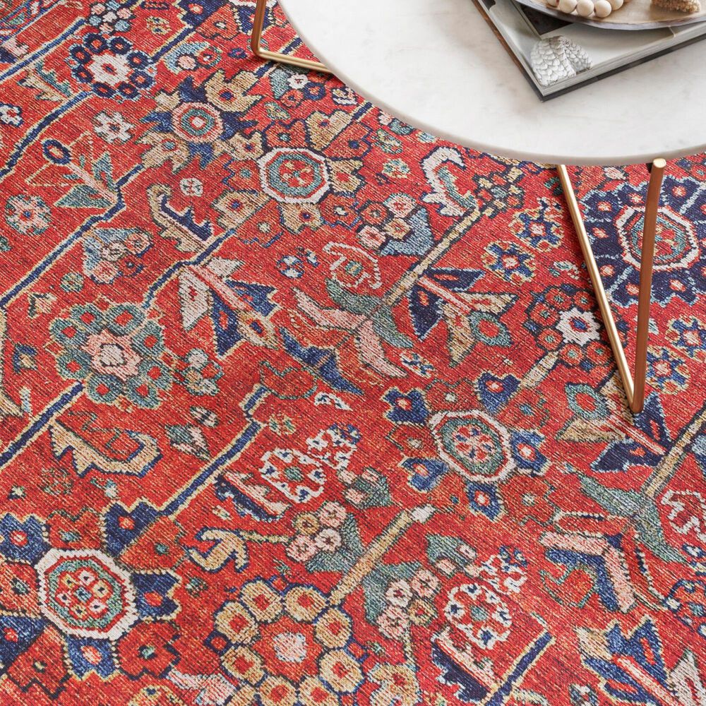 Surya Iris Burnt Orange, Dark Blue, Yellow, Light Pink, Oatmeal and Olive 7&#39;6&quot; x 9&#39;6&quot; Area Rug, , large