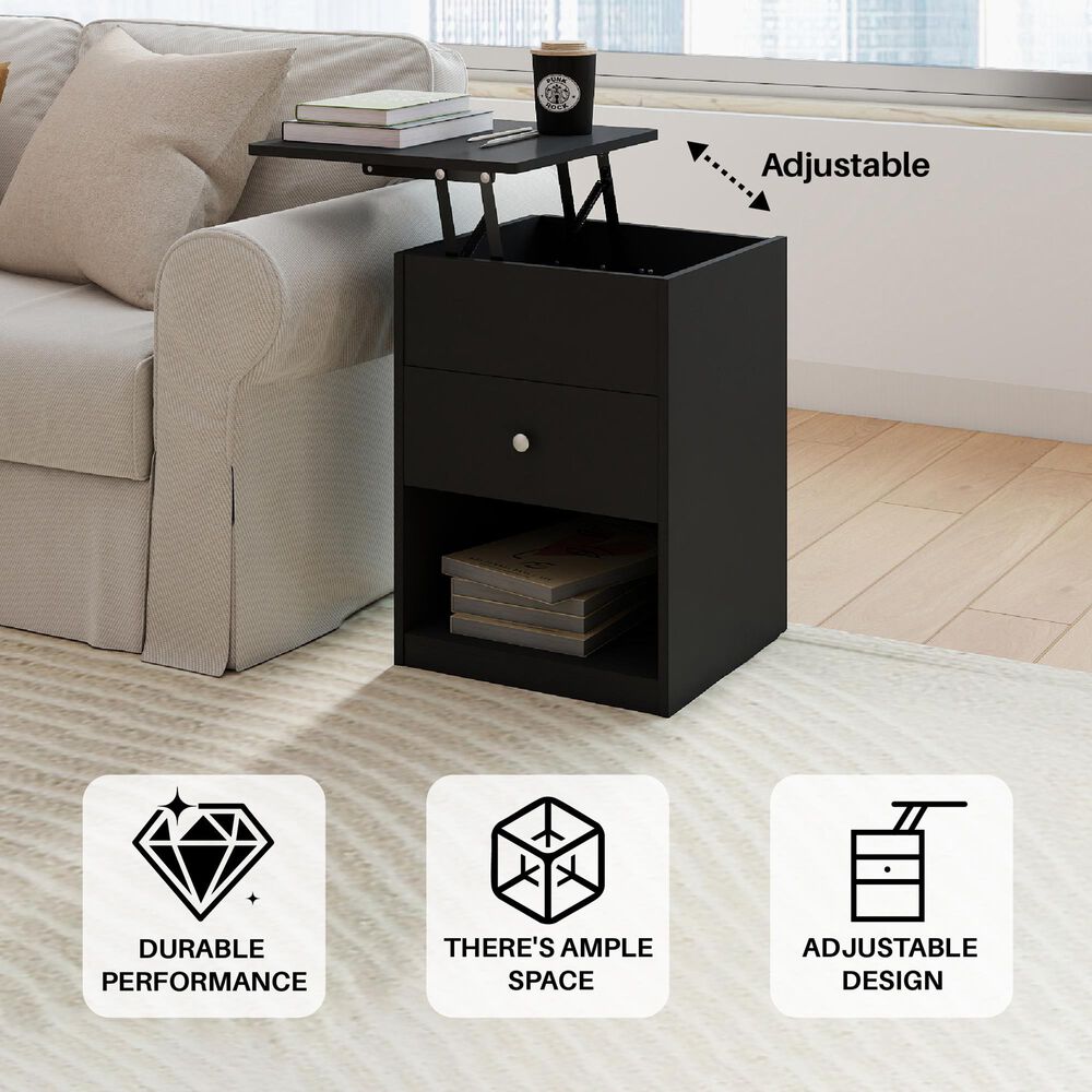 HOMLUX 1-Drawer Lift Top Nightstand in Americano, , large