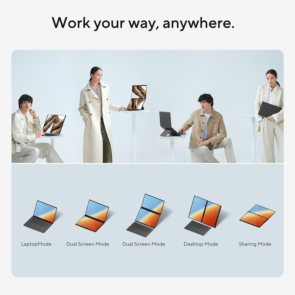 ASUS Zenbook DUO Copilot+ PC 14" Laptop | Intel Core Ultra 9 386H - 32GB RAM - Intel Graphics - 1TB SSD in Moher Gray, , large