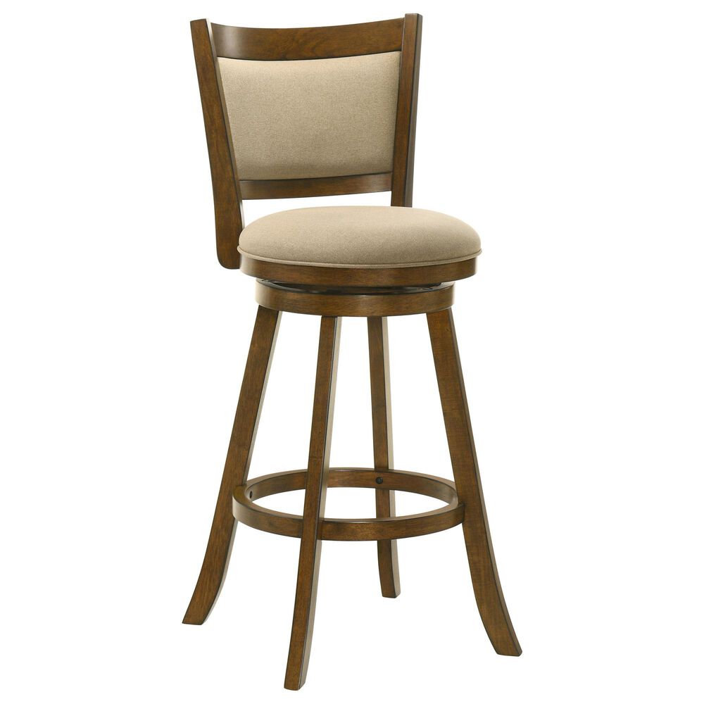 Armen Living Aiden Swivel Bar Height Stool with Light Scone Upholstery in Sepia Brown, , large