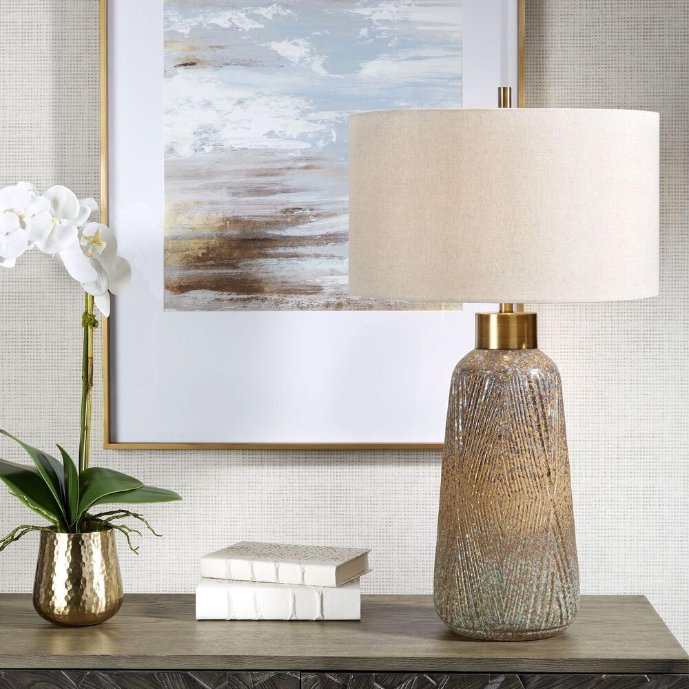 Uttermost Western Sky Table Lamp in Blue Green, Indigo and Golden Rust, , large