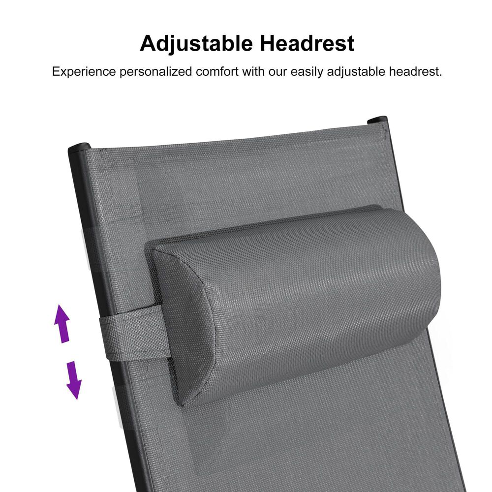 HOMLUX 3-Piece Oversized Patio Chaise Lounge Set in Grey, , large