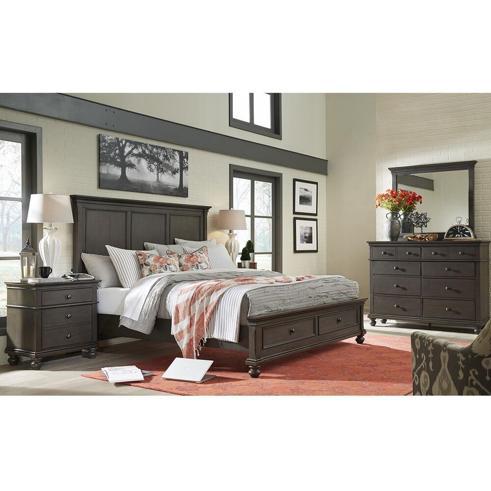 Riva Ridge Oxford King Storage Bed in Peppercorn, , large