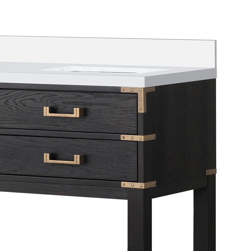 Lexora Home Norwalk 60&quot; Double Bathroom Vanity in Black Oak with White Cultured Marble Top  and Rectangle Sink, , large