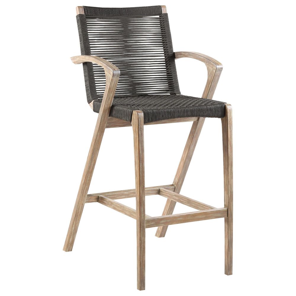 Armen Living Brielle Patio Bar Stool in Charcoal, , large