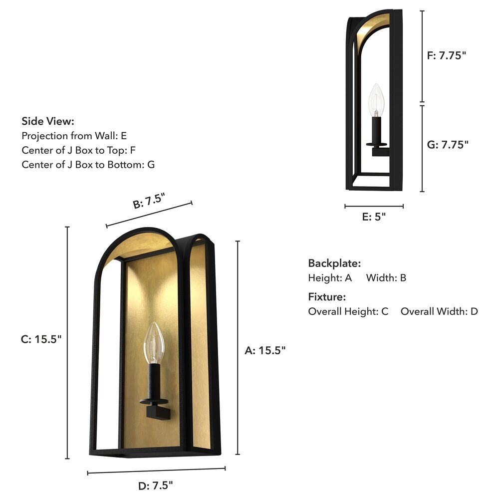Hunter Dukestown 1-Light Wall Sconce in Natural Iron and Gold Leaf, , large