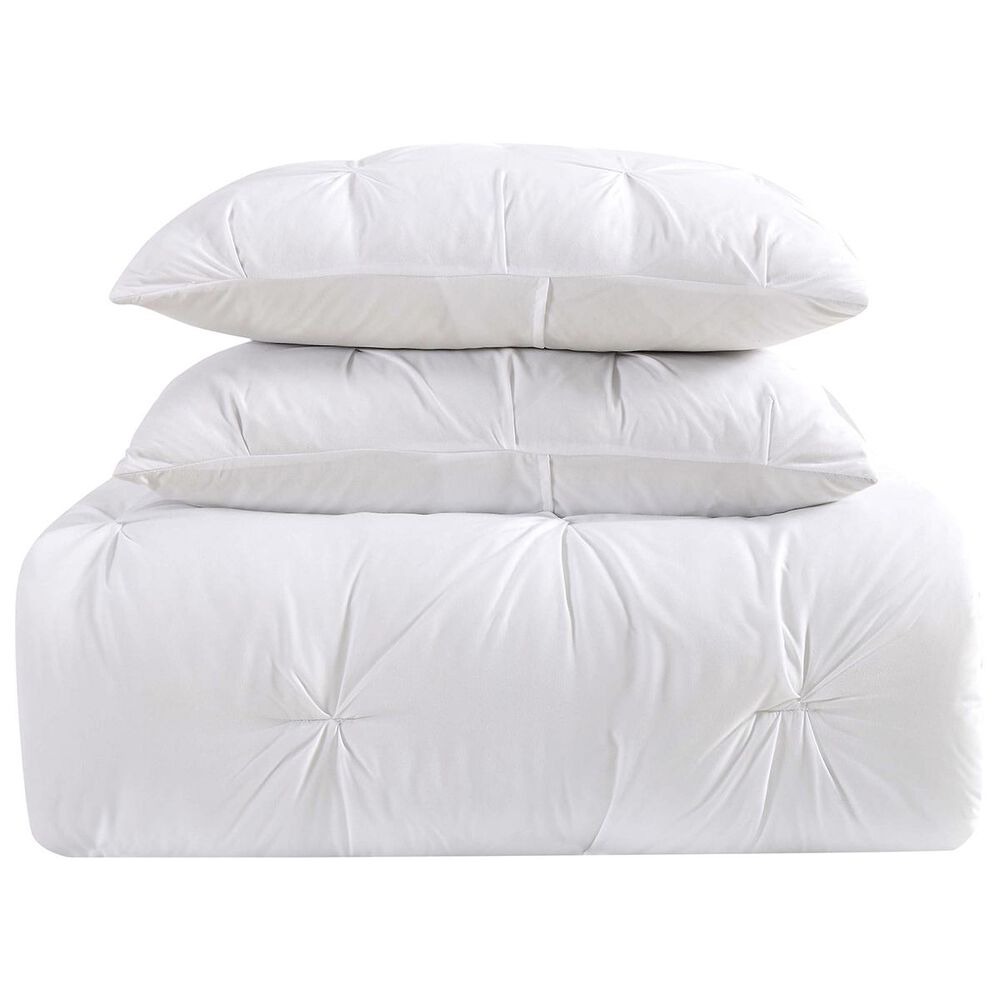 Pem America Truly Soft Pleated 3-Piece Full/Queen Duvet Set in White, , large