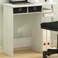 HOMLUX 32" Computer Desk with Two Drawers in White Oak and Stainless Steel, , large