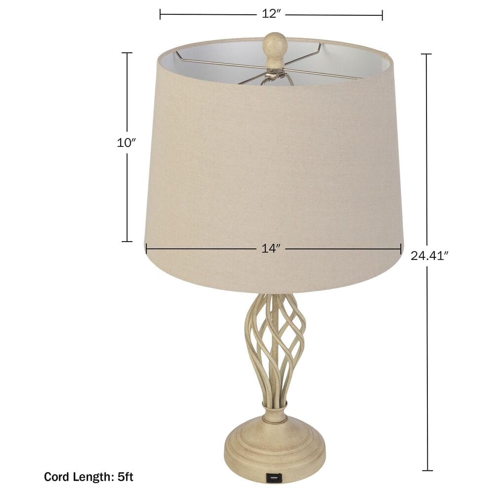 Timberlake 24" Modern Table Lamp with USB Charging Ports and LED Bulbs in Sand (Set of 2), , large