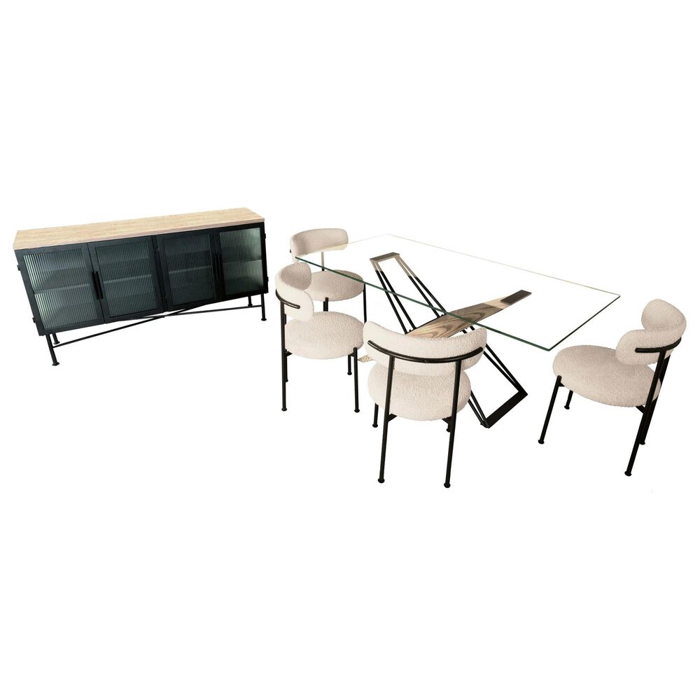 Urban Home Aere Rectangular Dining Table in Natural Ash and Black - Table Only, , large