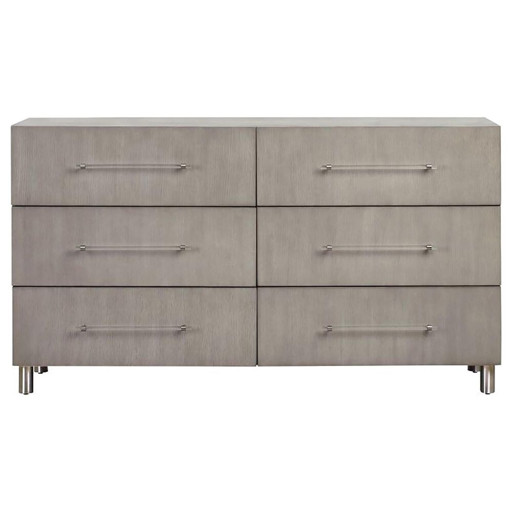 Urban Home Argento 6 Drawer Dresser In Misty Grey And Stainless Steel Nebraska Furniture Mart