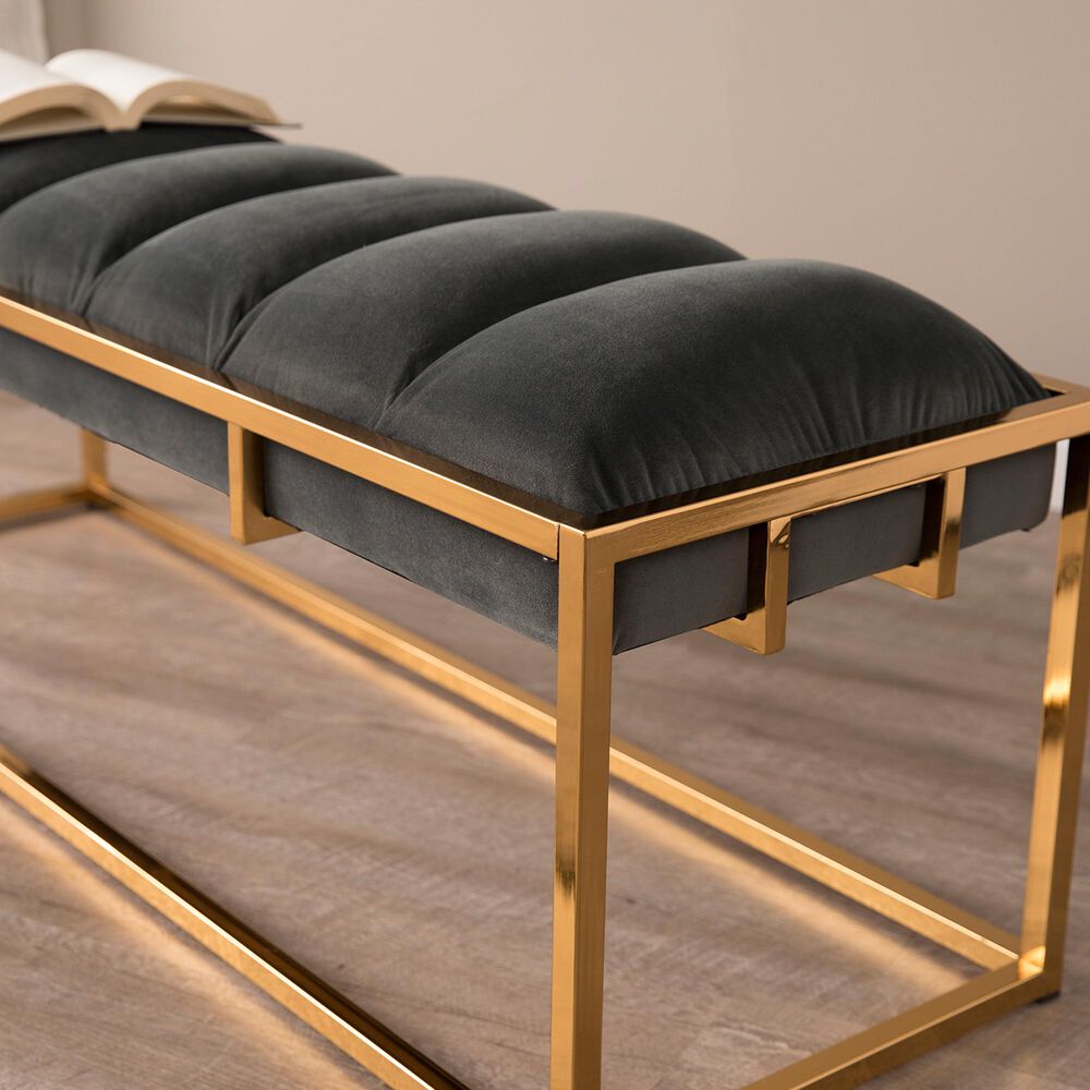 Southern Enterprises Harlyn Bench in Blue-Green/Brass, , large