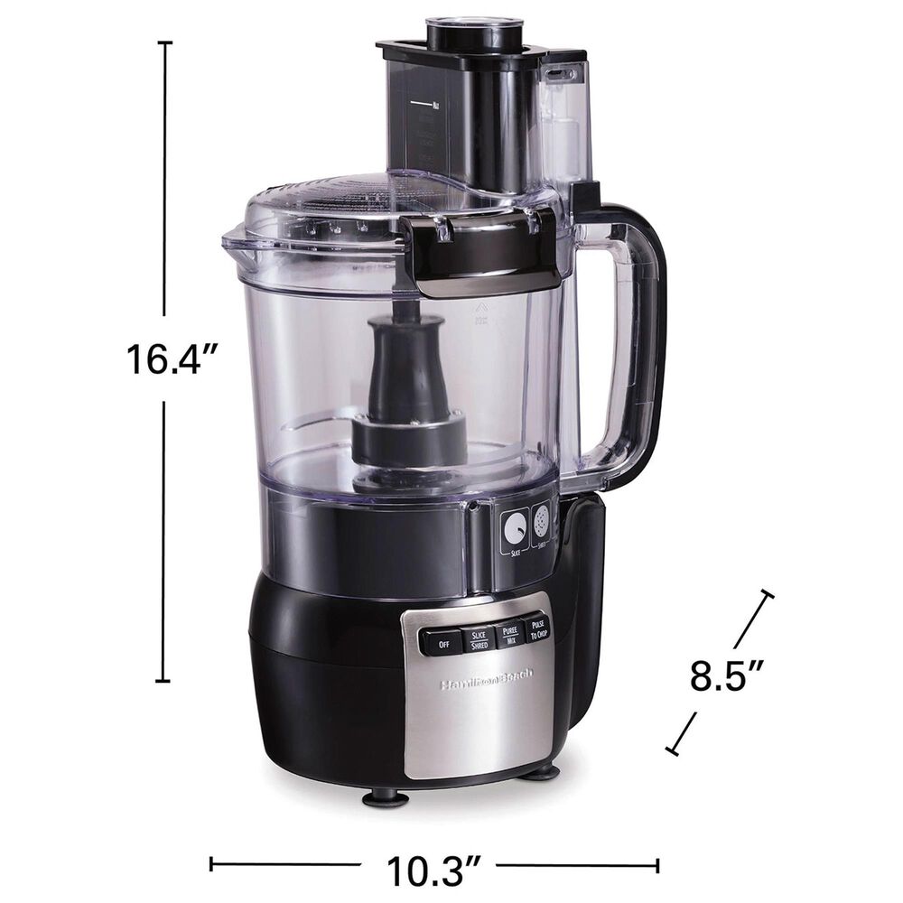 Hamilton Beach 12-Cup Stack and Snap Food Processor in Black and Stainless Steel, , large