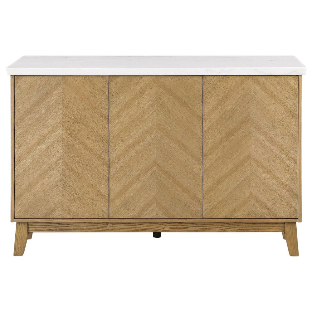 Furniture of America Nayel 3-Door Genuine Marble Top Server in Natural, , large