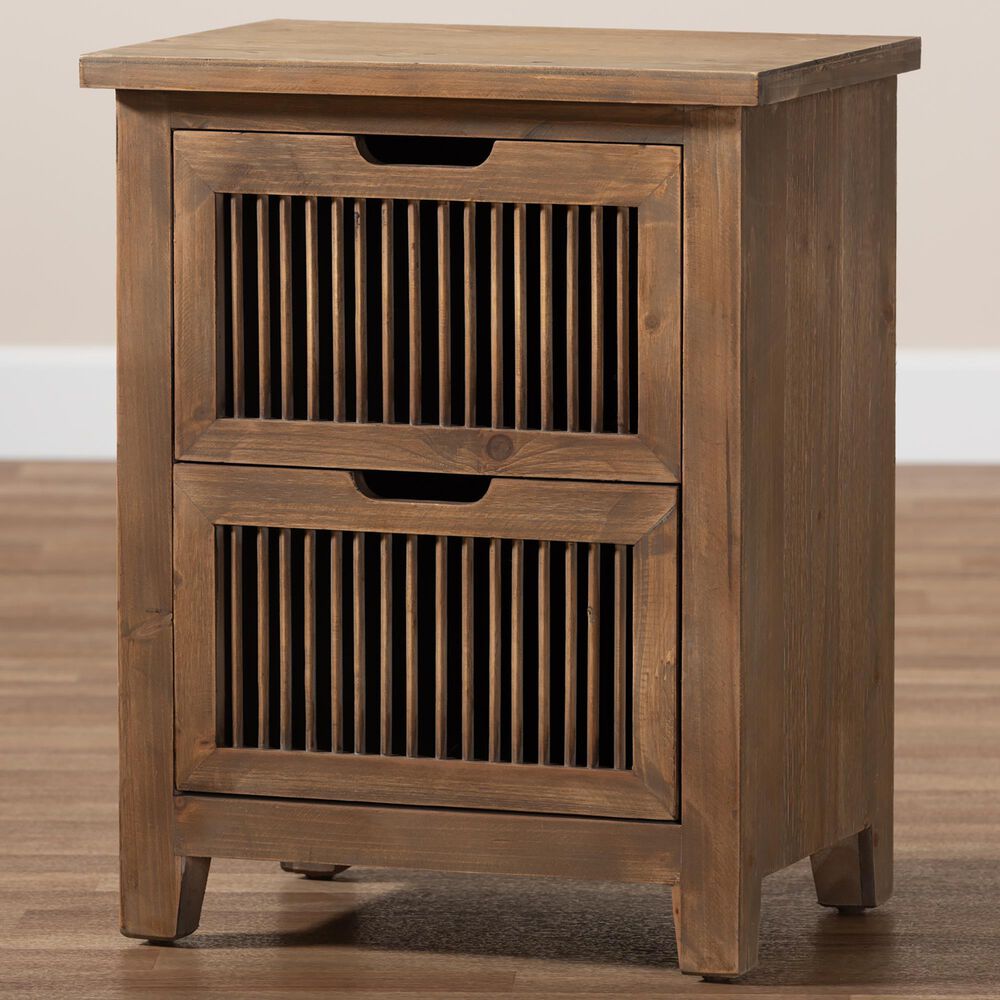 Baxton Studio Clement 2-Drawer End Table in Medium Oak, , large