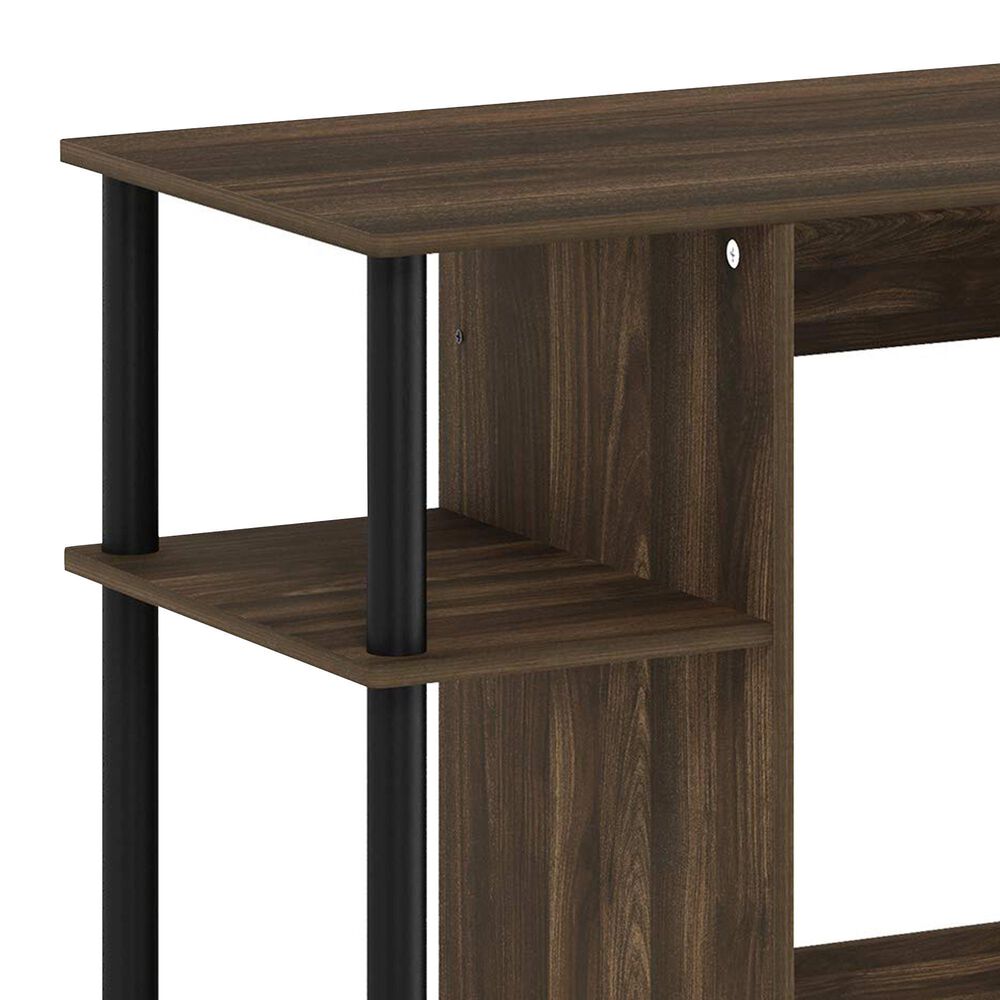 HOMLUX 38" Computer Desk with Dual Open Side Shelves in Columbia Walnut and Black, , large