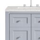 James Martin Vanities Breckenridge 30" Single Bathroom Vanity in Serenity Blue with 3 cm Eternal Jasmine Pearl Quartz Top and Rectangular Sink, , large