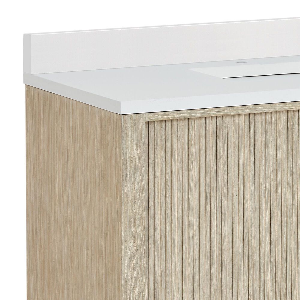 James Martin Vanities Marigot Single 48&quot; Single Vanity in Sun-washed Oak with Single Hole 3 cm White Zeus Quartz Top &amp; Backsplash, , large