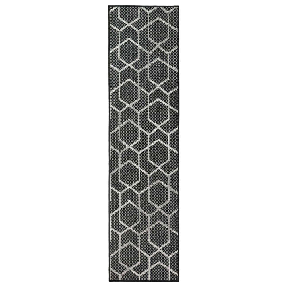 Nourison Horizon HOZ01 Black 2&#39; x 6&#39; Indoor/Outdoor Runner, , large