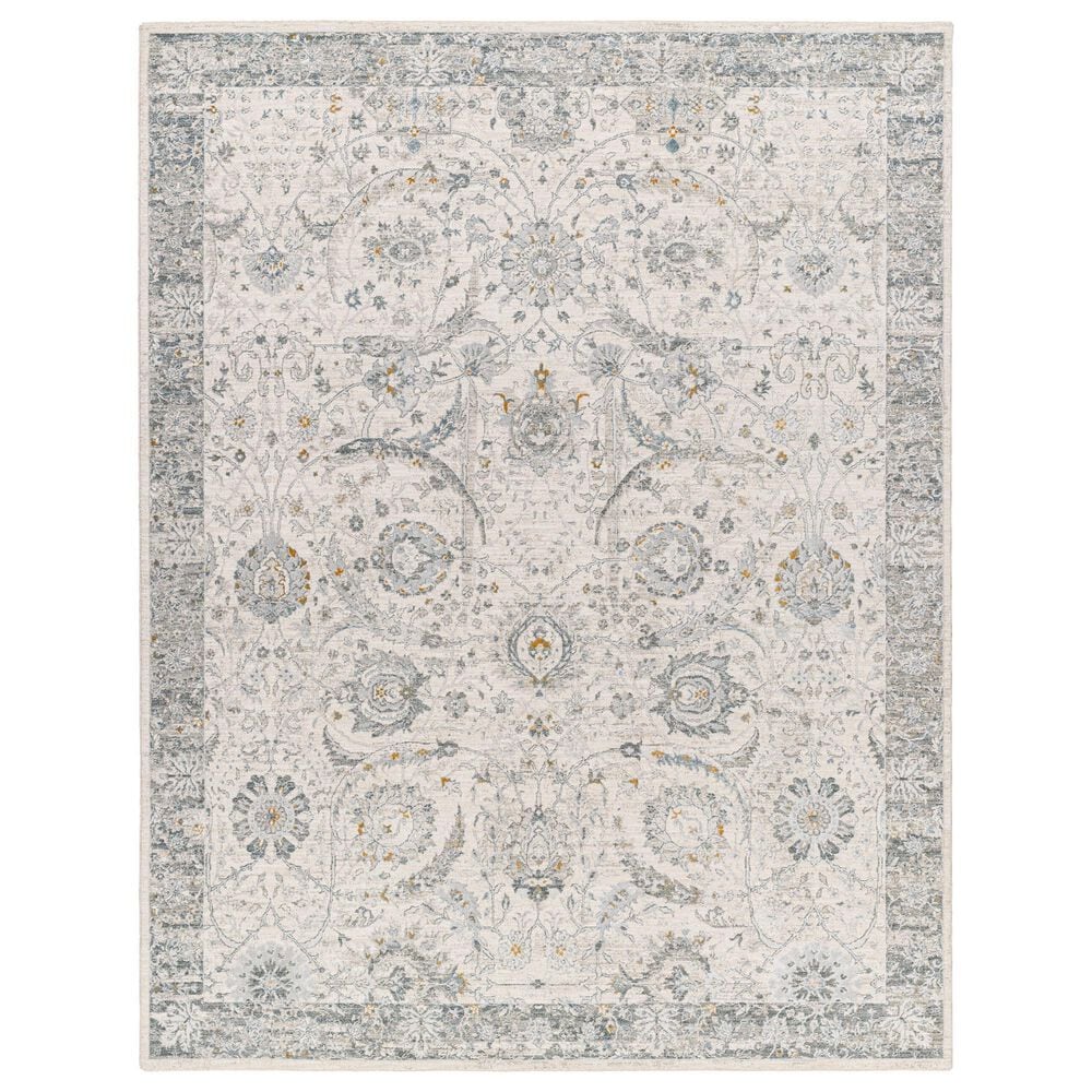 Surya Dresden White, Medium Gray, Gray, Light Slate, Denim and Mustard 2" x 2"11" Area Rug, , large