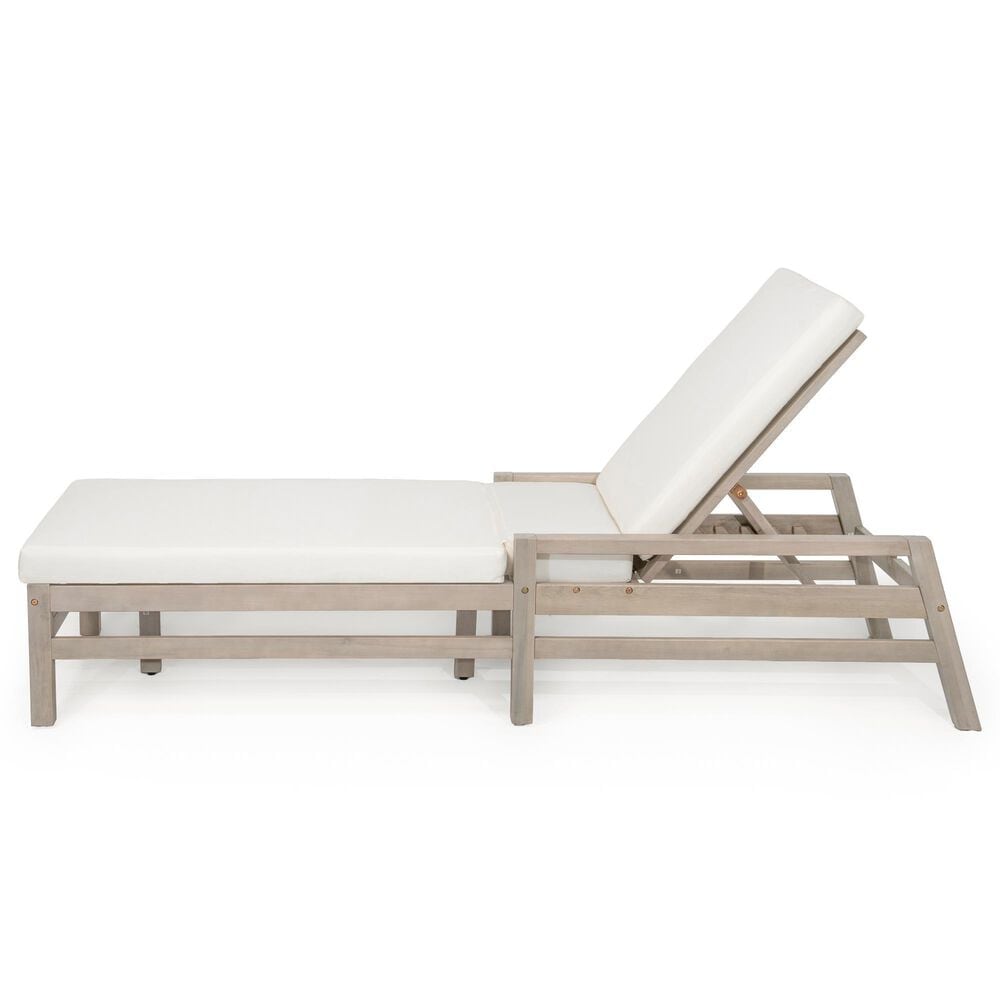HOMLUX Patio Chaise Lounge with Square Backrest in Gray, , large