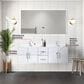 Lexora Home Geneva 60" Double Bathroom Vanity in Glossy White with 2 cm White Quartz Top and Rectangular Sinks, , large