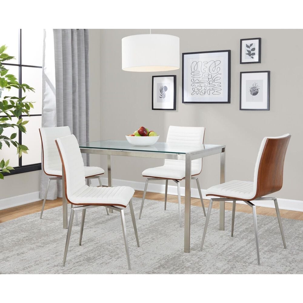 Lumisource Fuji Dining Contemporary Table in Stainless Steel with Clear Glass Top By LumiSource, , large